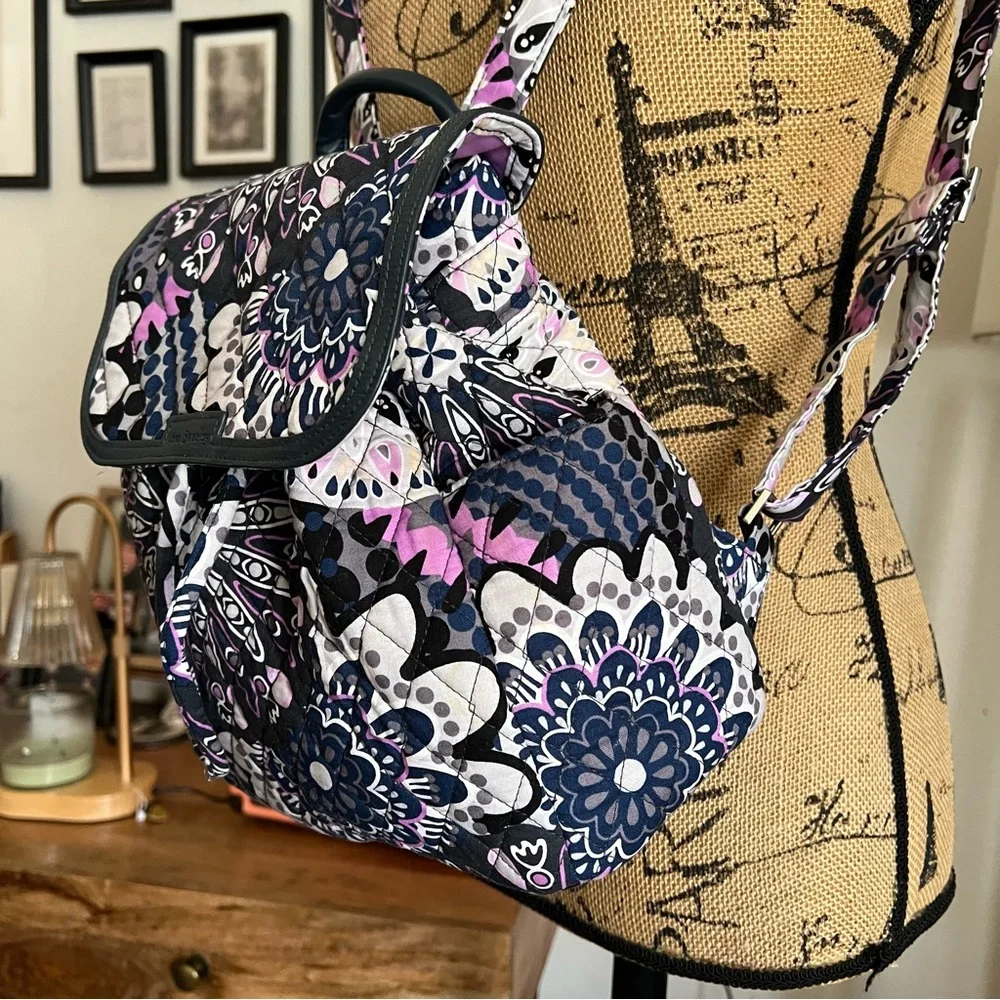 Vera Bradley Mimosa Medallion Purple Floral Essential Compact Backpack